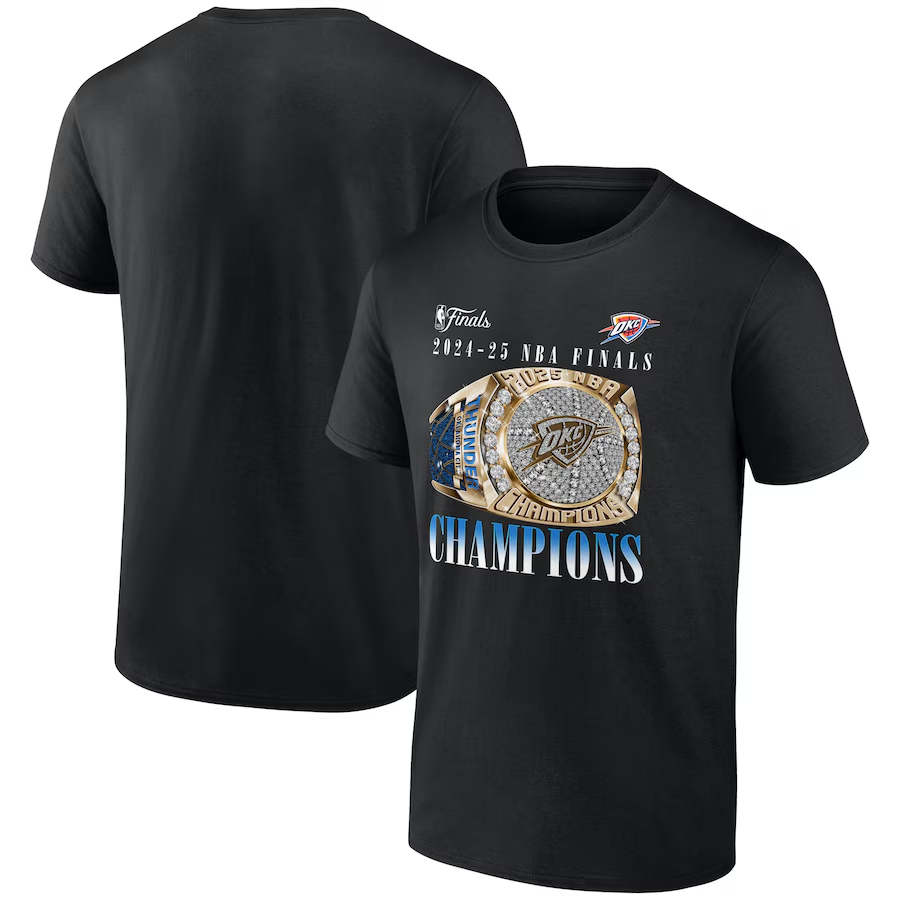 Men 2025 NBA Oklahoma City Thunder black T shirt style 5